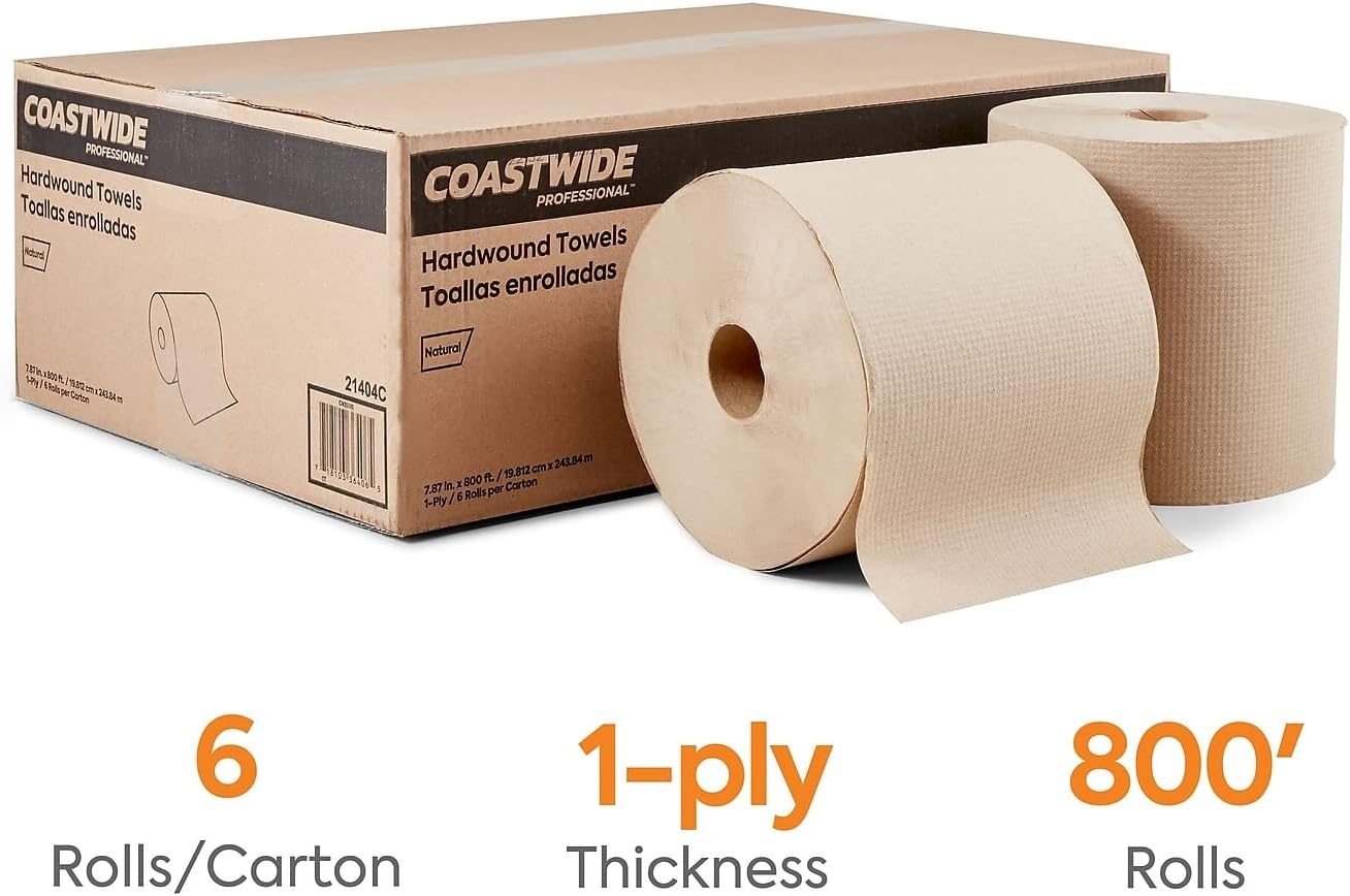 image:imageCoastwide Professional Recycled Hardwound Paper Towels 1Ply 800 ftRoll 6 RollsCarton