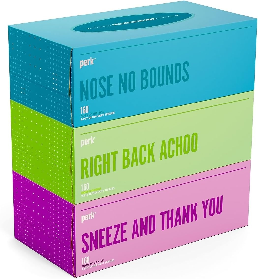 image:imagePerk UltraSoft Facial Tissues 2Ply Gentle amp Durable 95 Tissues per Box 6 Cube Pack White36 Pack