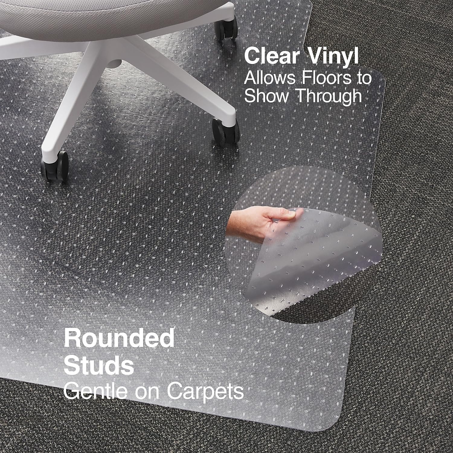 image:imageStaples Office Chair Mat Clear Floor Mats LowPile Carpets 60 x 46 Inch Smooth Glide46 x 60