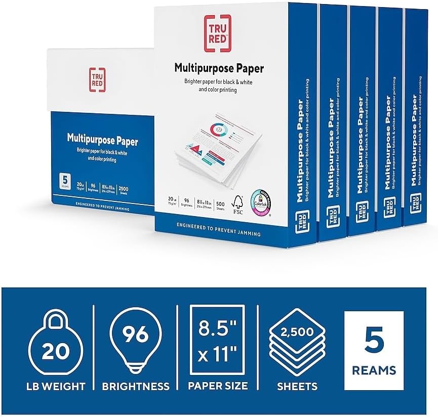 image:imageTRU RED Printer Paper 85 x 11 inch 20 lbs For Office School amp Home85 x 11