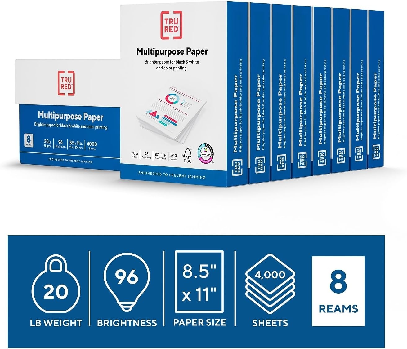 image:imageTRU RED Printer Paper 85 x 11 inch 20 lbs For Office School amp Home85 x 11