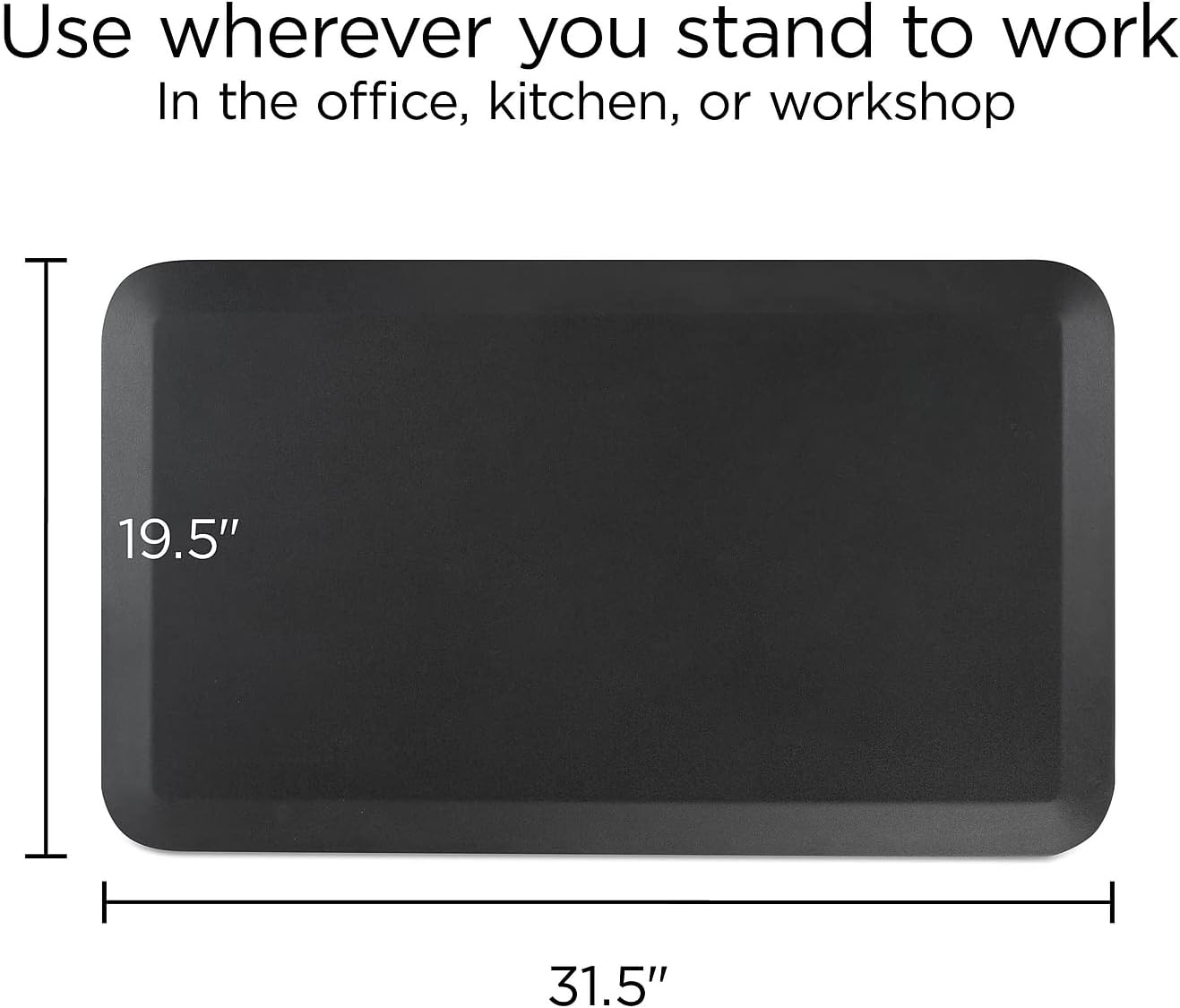 image:imageUnion amp Scale Flexfit AntiFatigue Floor Mat Cushioned Ergonomic Standing Mat NonSlip Waterproof 315 x 195 Black 2Pack