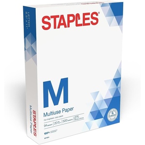 image:imageStaples Multipurpose Copy Printer Paper 20 lb 85 x 11 Inches 10 Reams 94 Bright White500 Sheets