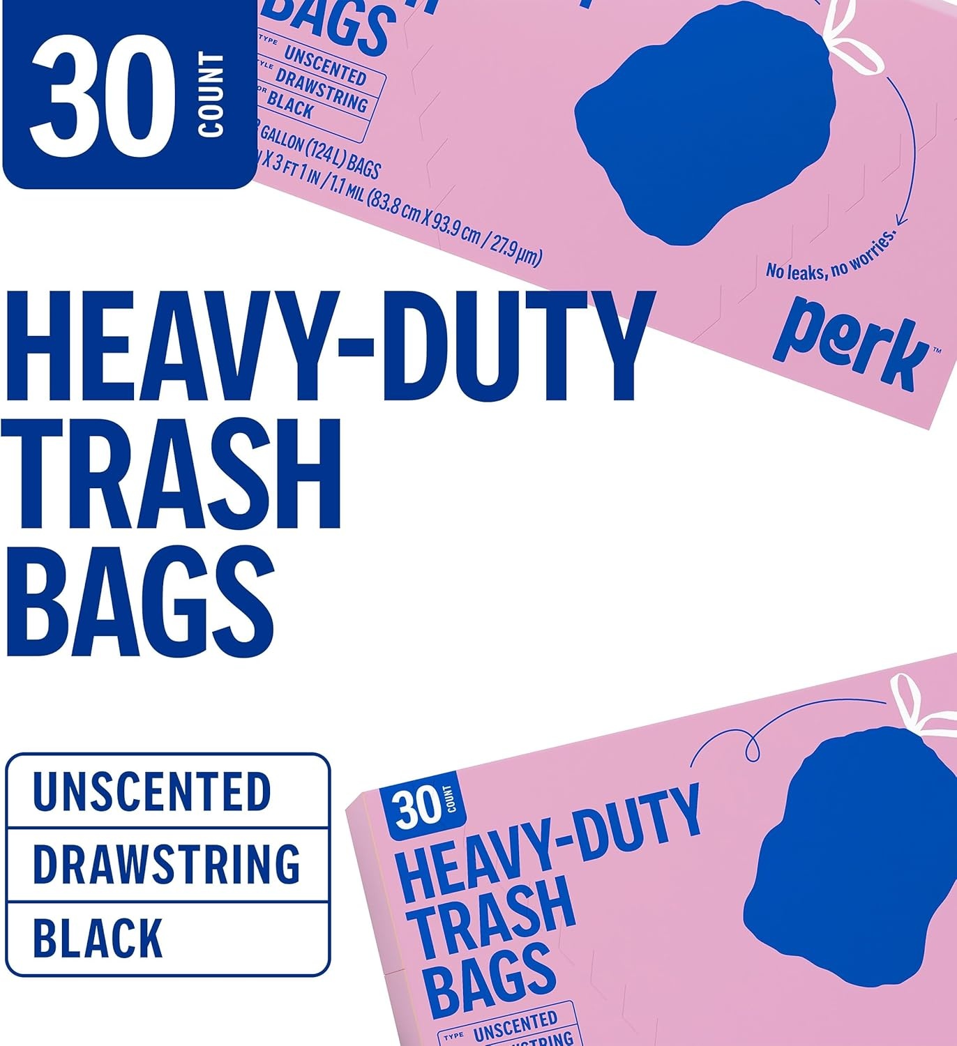image:imagePERK Clear 10 Gallon Kitchen Trash Bag 24inch x 24inch High Density 036 mil 300 BagsBox33 Gallon