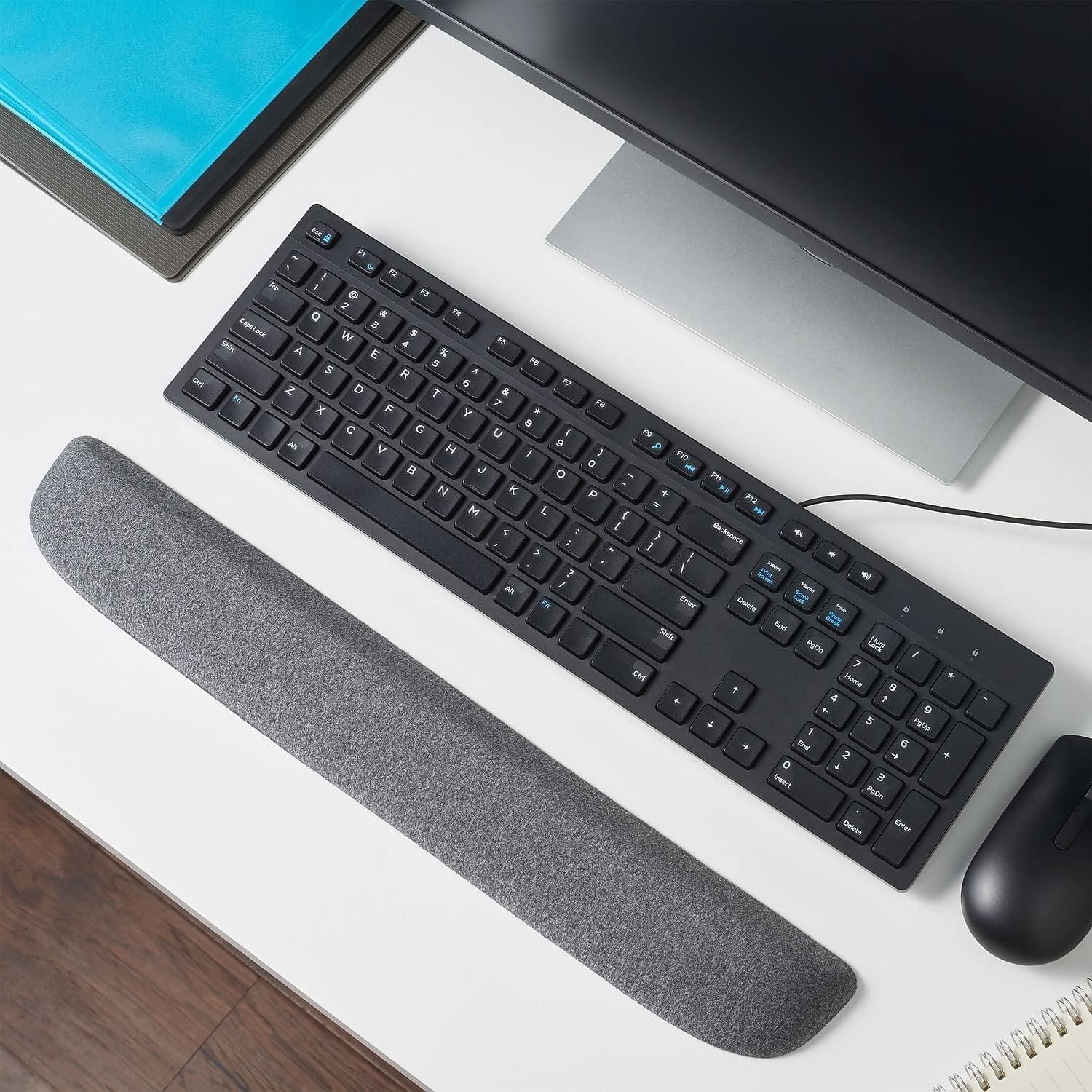 image:imageSTAPLES Ergonomic Gel Keyboard Wrist Rest NonSlip Base Soft Wrist Support Cushion for Easy Typing FullSize Keyboards Gray Comfortable for Office Home amp Computer WorkGray
