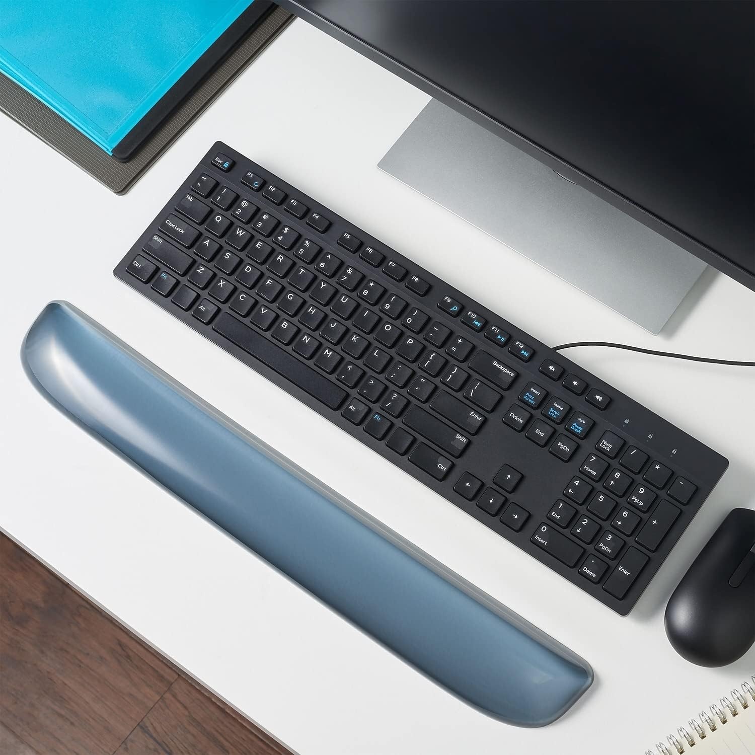 image:imageSTAPLES Gel Keyboard Wrist Rest Ergonomic NonSlip Wrist Support Cushion for Comfortable Typing Durable GelFilled Design Black CrystalBlack