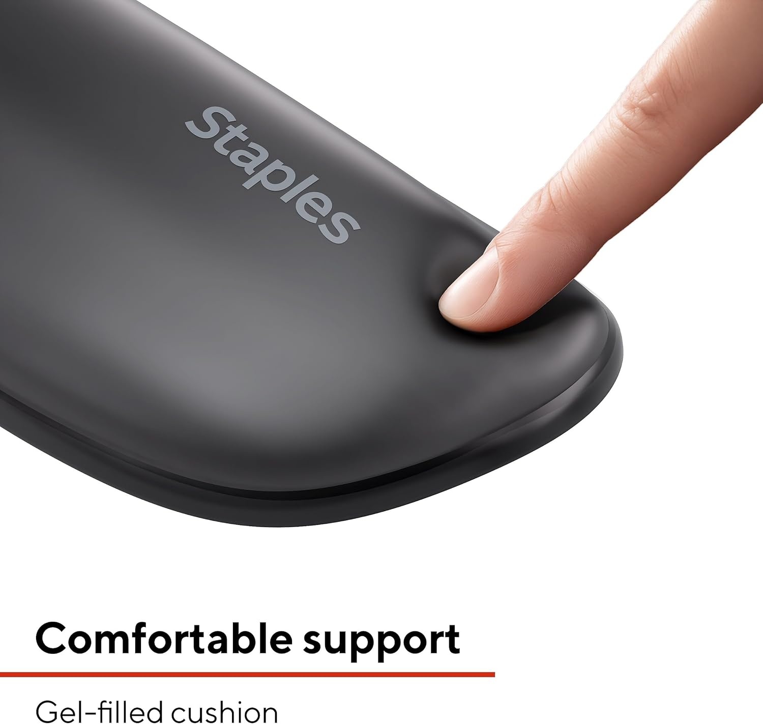 image:imageSTAPLES Gel Keyboard Wrist Rest Ergonomic NonSlip Wrist Support Cushion for Comfortable Typing Durable GelFilled Design Black CrystalBlack