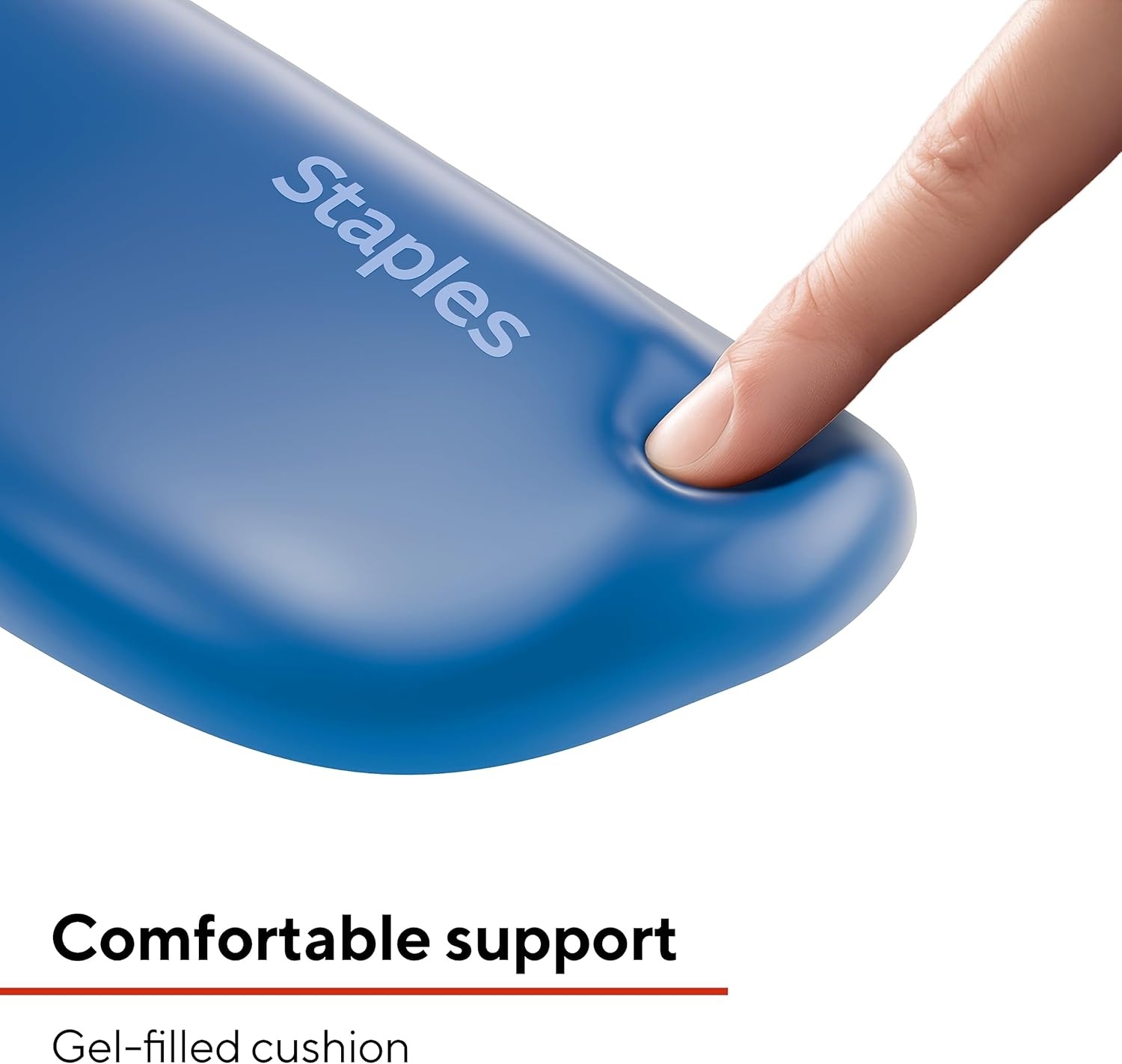 image:imageSTAPLES Gel Keyboard Wrist Rest Ergonomic NonSlip Wrist Support Cushion for Comfortable Typing Durable GelFilled Design Black CrystalBlue