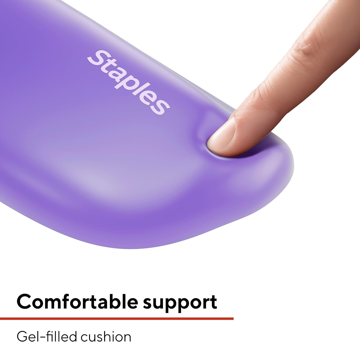 image:imageSTAPLES Gel Keyboard Wrist Rest Ergonomic NonSlip Wrist Support Cushion for Comfortable Typing Durable GelFilled Design Black CrystalPurple