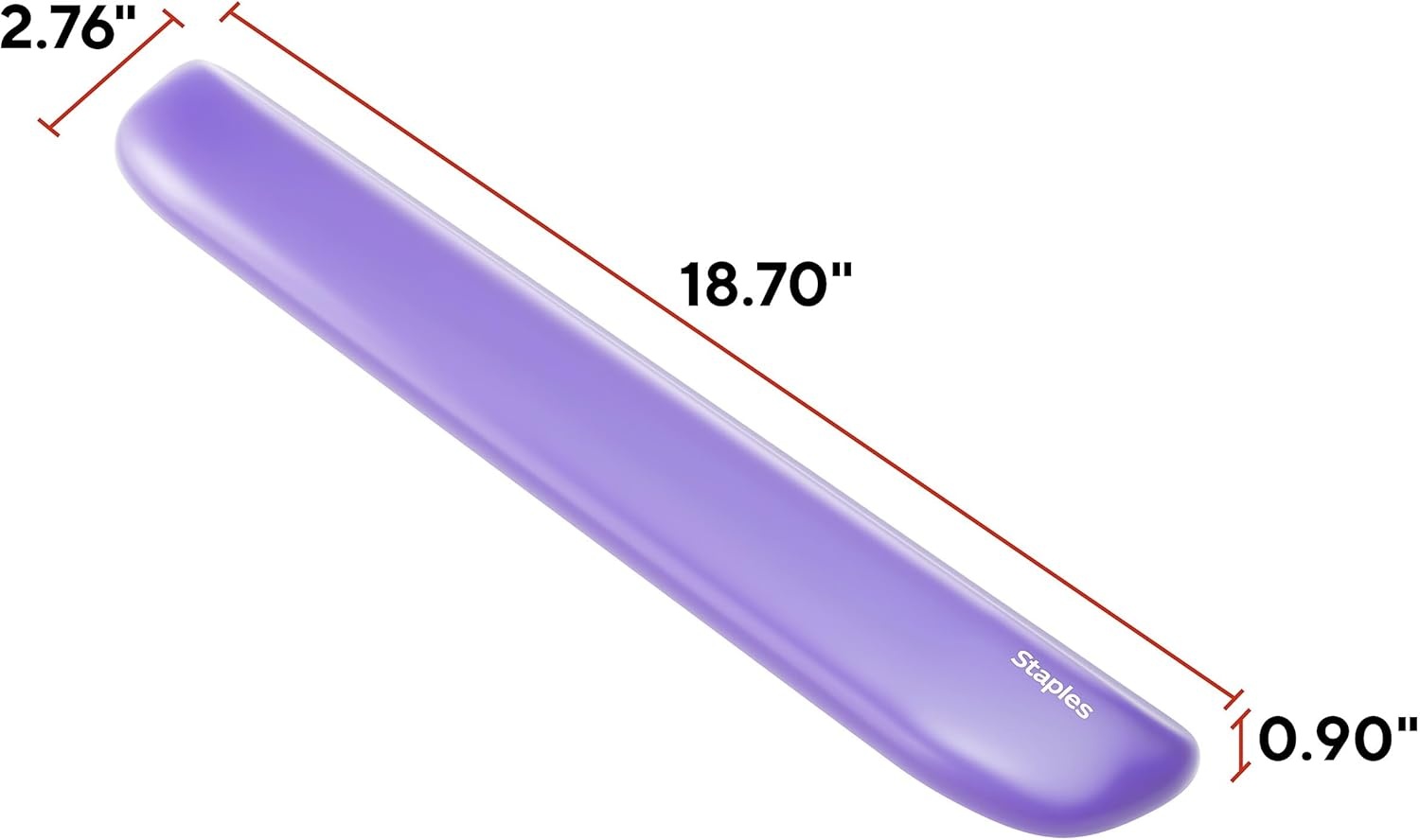 image:imageSTAPLES Gel Keyboard Wrist Rest Ergonomic NonSlip Wrist Support Cushion for Comfortable Typing Durable GelFilled Design Black CrystalPurple