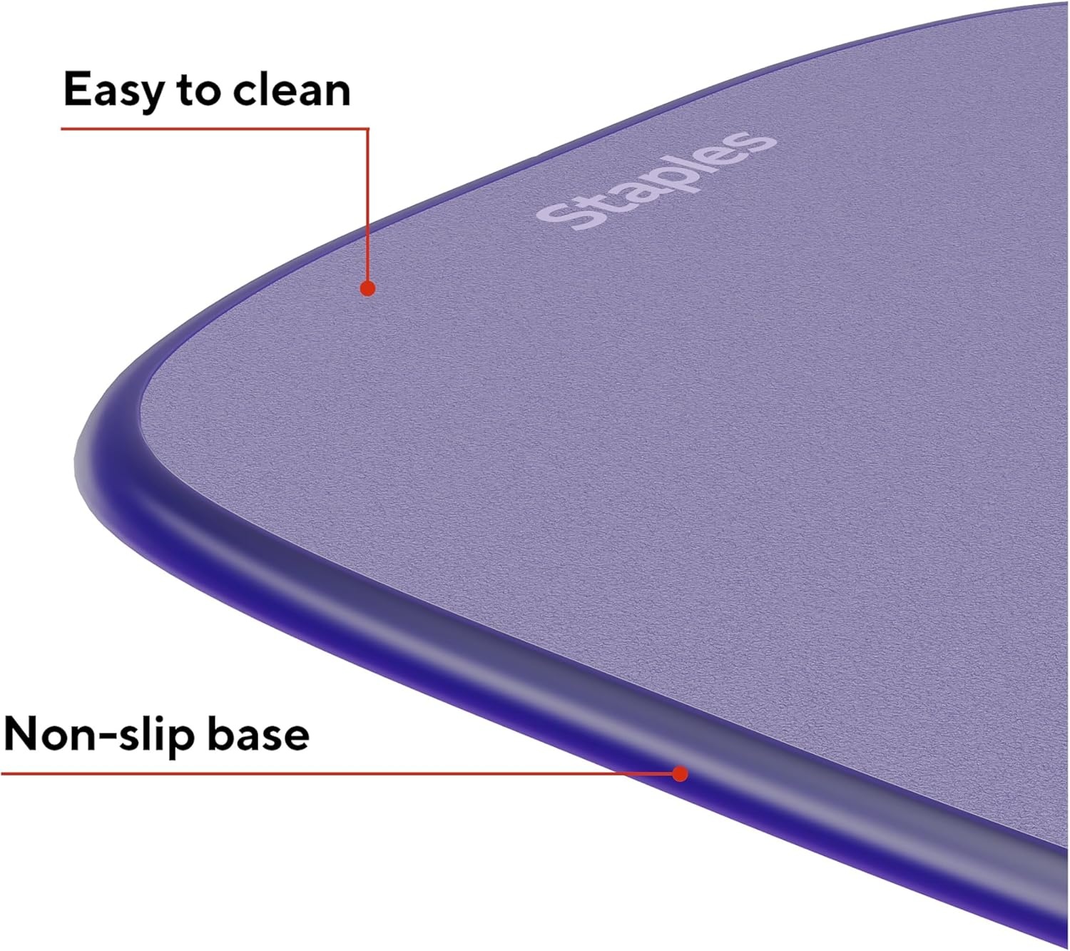 image:imageSTAPLES Mouse Pad with Gel Wrist Rest Ergonomic NonSlip Base Soft Wrist Support for Comfortable Typing amp Precise Mouse Control Black CrystalPurple