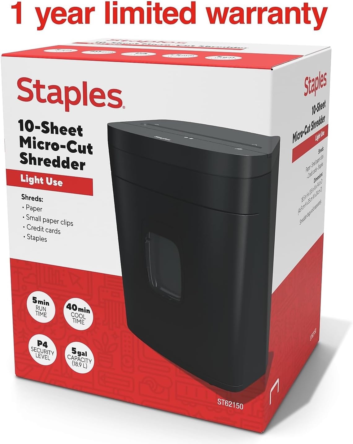 image:imageStaples 20Sheet MicroCut Paper Shredder HighSecurity Document amp Credit Card Shredding for Offices Black10 Sheet