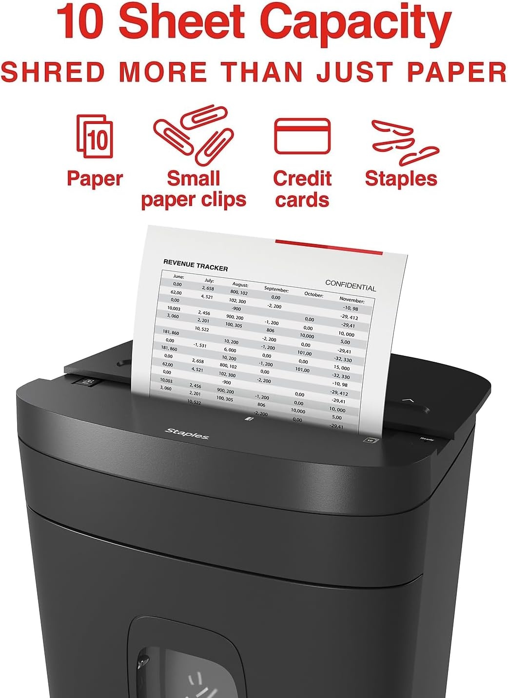 image:imageStaples 20Sheet MicroCut Paper Shredder HighSecurity Document amp Credit Card Shredding for Offices Black10 Sheet