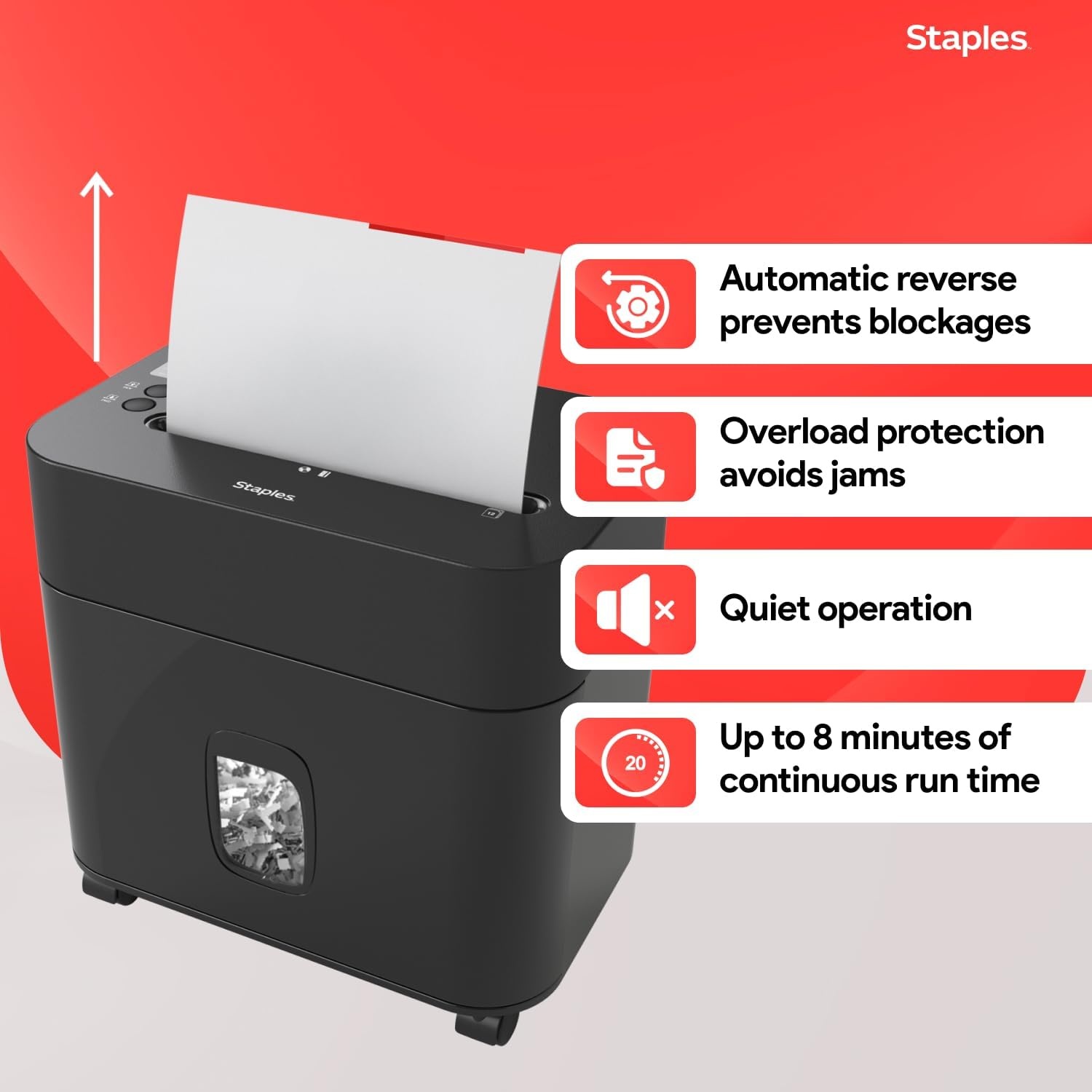 image:imageStaples 20Sheet MicroCut Paper Shredder HighSecurity Document amp Credit Card Shredding for Offices Black12 Sheet Wide