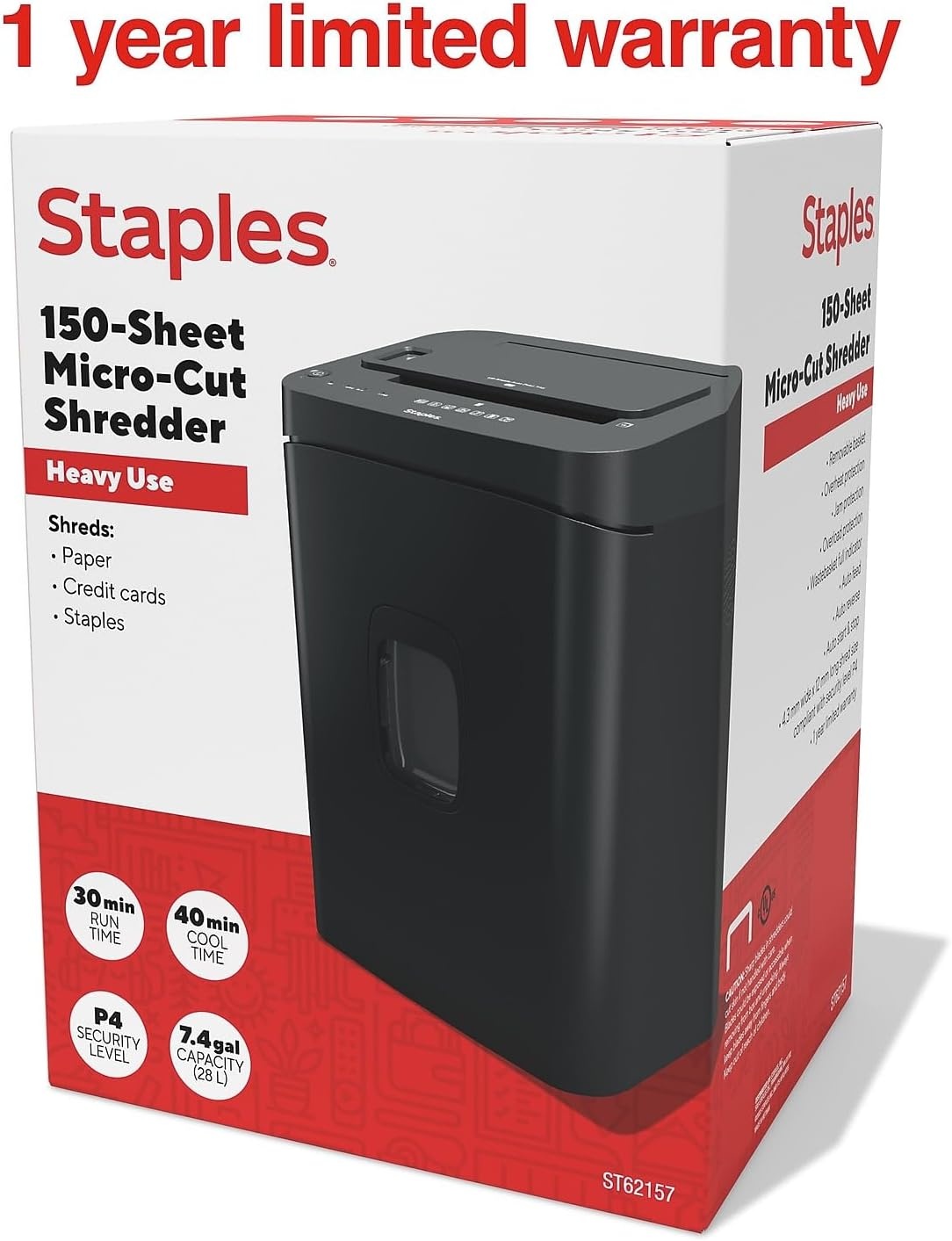 image:imageStaples 20Sheet MicroCut Paper Shredder HighSecurity Document amp Credit Card Shredding for Offices Black150 Sheet