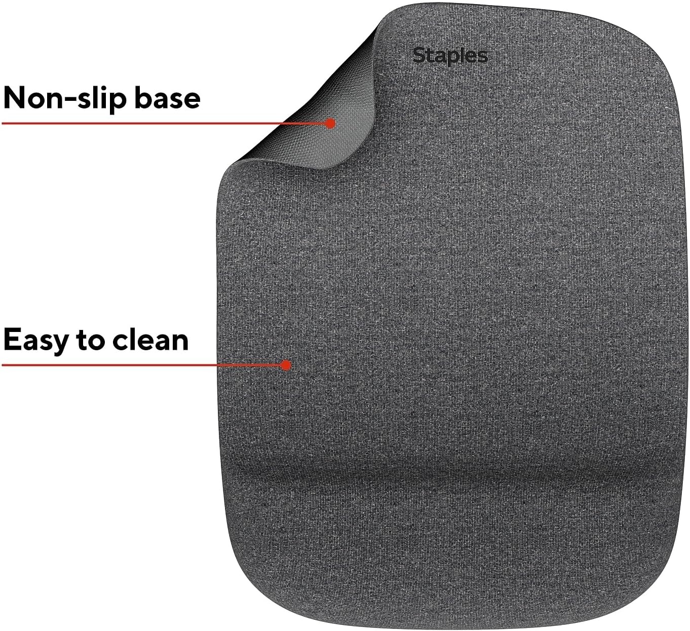 image:imageStaples Mouse Pad with Gel Wrist Rest Ergonomic NonSlip Base Soft Wrist Support for Comfortable Typing amp Precise Mouse Control Black 53326Gray