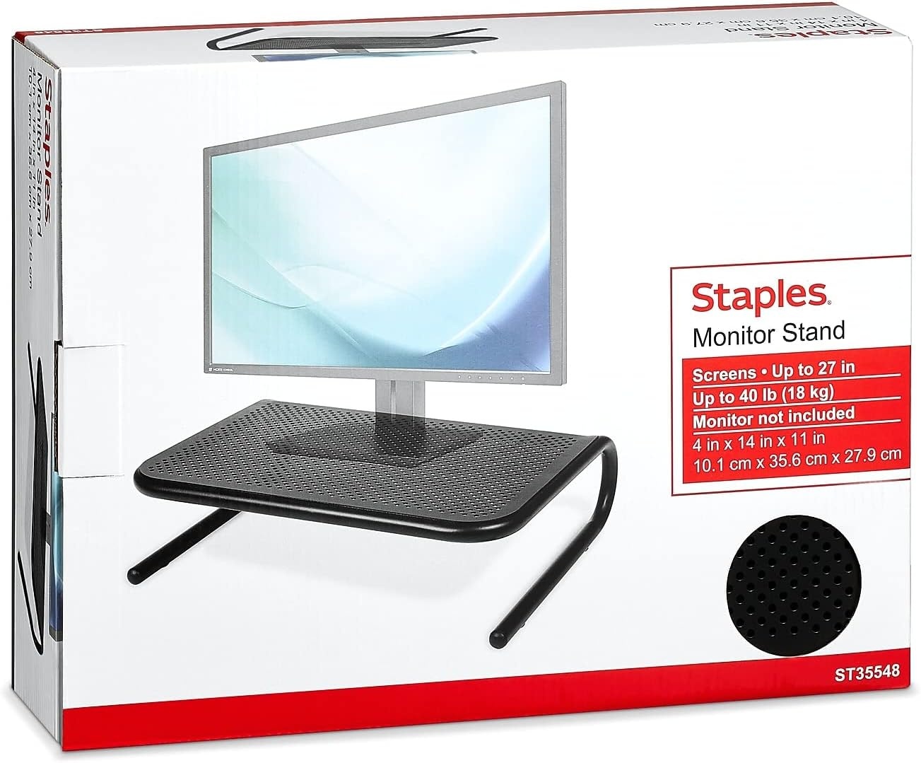 image:imageStaples Standard Monitor Stand Black Desktop Riser for Ergonomic Viewing with UnderDesk Storage 2Pack