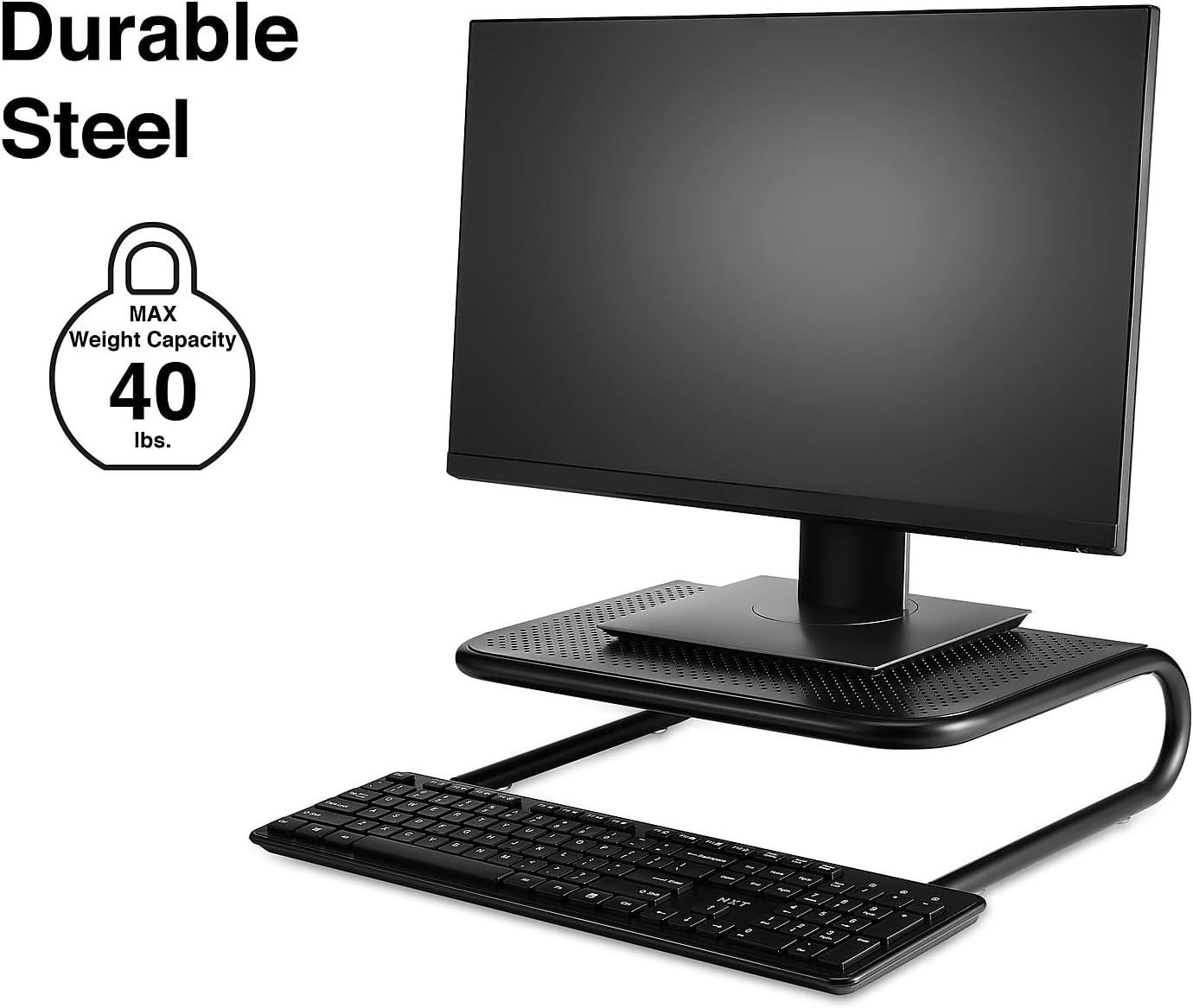 image:imageStaples Standard Monitor Stand Black Desktop Riser for Ergonomic Viewing with UnderDesk Storage 2Pack