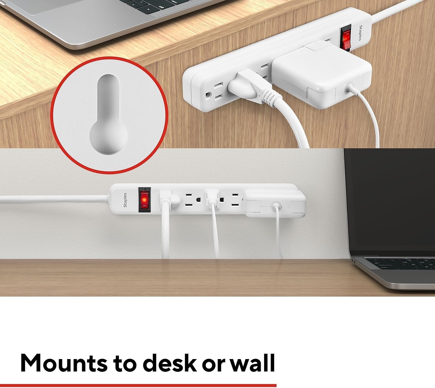 image:imageStaples TECH 6Outlet Power Strip 3 ft Extension Cord for Home Office amp Dorm Room Use White 3Pack1 Pack