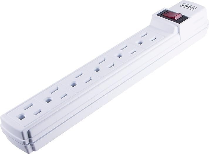image:imageStaples TECH 6Outlet Power Strip 3 ft Extension Cord for Home Office amp Dorm Room Use White 3Pack2 Pack