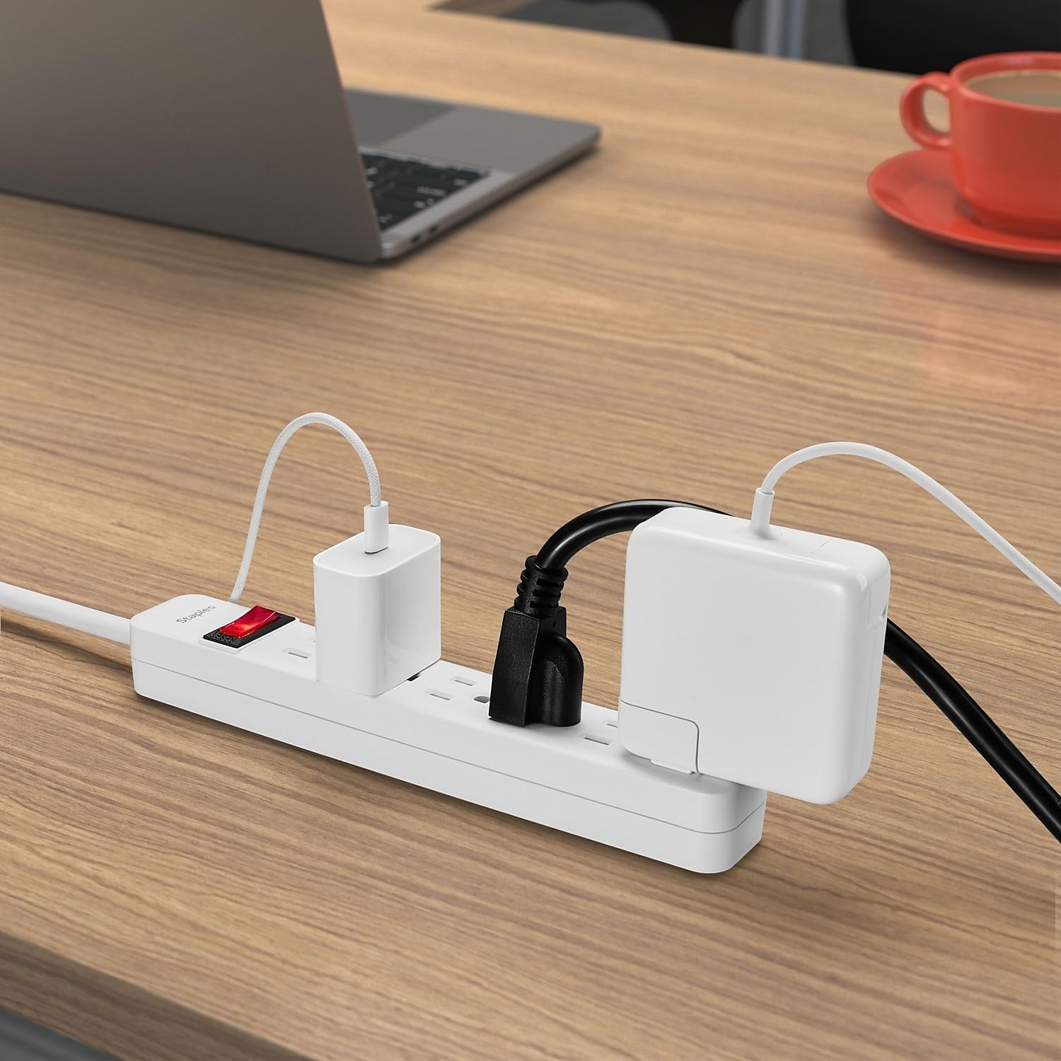 image:imageStaples TECH 6Outlet Power Strip 3 ft Extension Cord for Home Office amp Dorm Room Use White 3Pack2 Pack