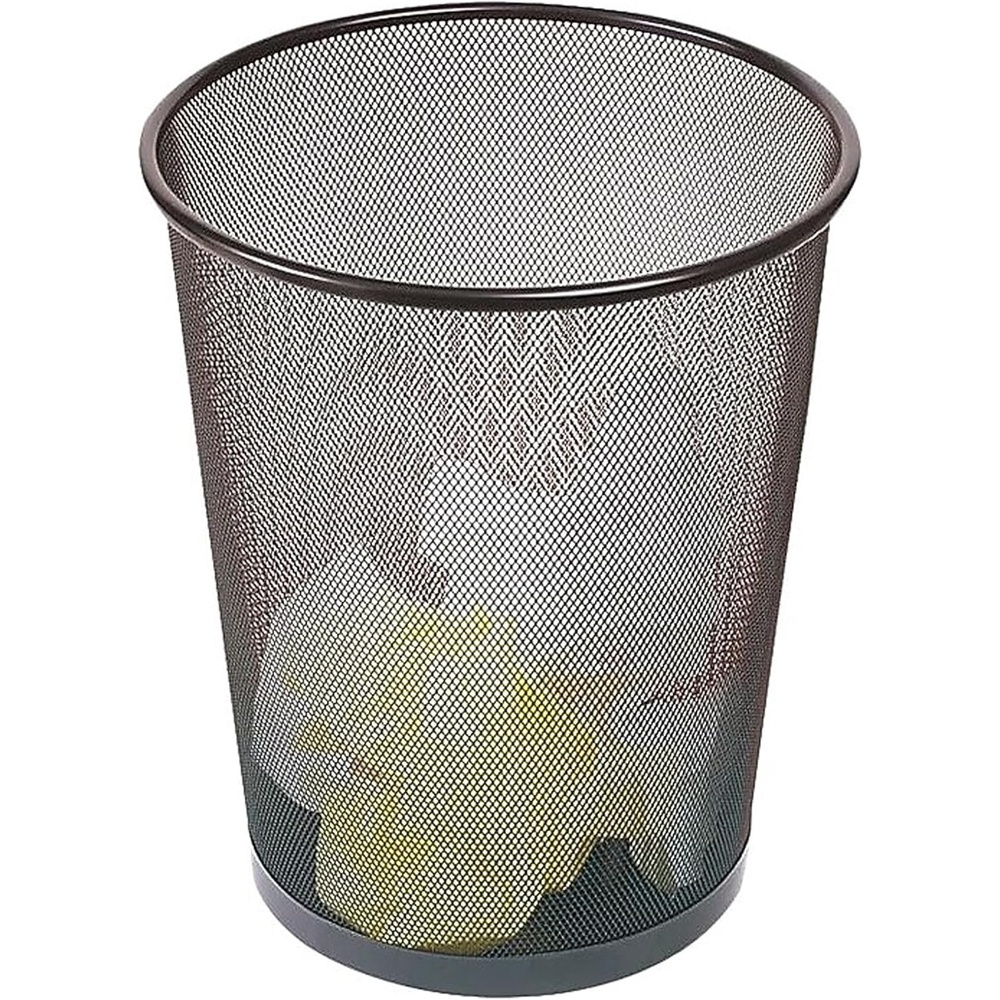 image:imageSTAPLES Indoor Black Trash Can Without Lid Steel Mesh 5 Gallon Capacity