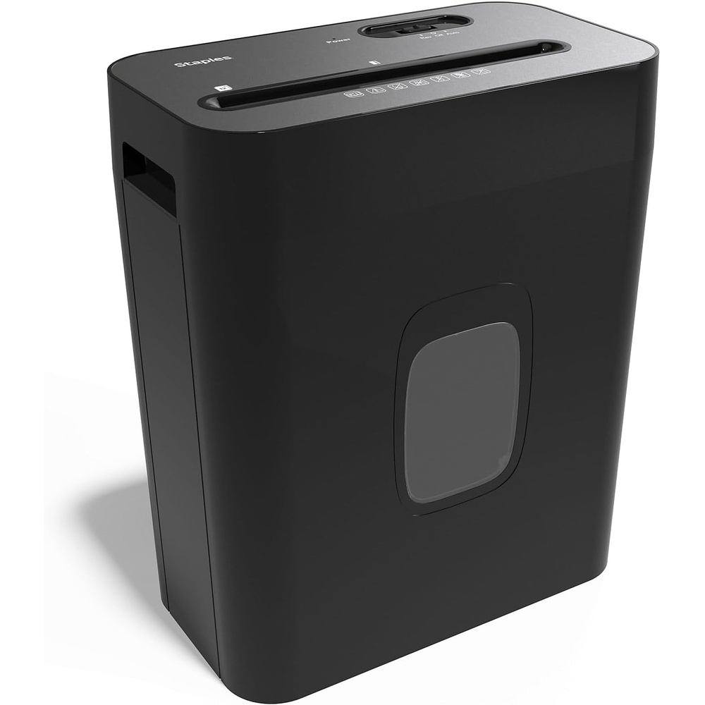 image:imageStaples 8Sheet CrossCut Paper Shredder AntiJam Shreds PaperCredit CardsStaples for Office amp Home Use with 36 Gallon Bin Black12 Sheet