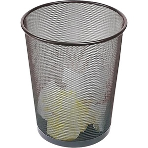 image:imageSTAPLES Indoor Black Trash Can Without Lid Steel Mesh 5 Gallon Capacity