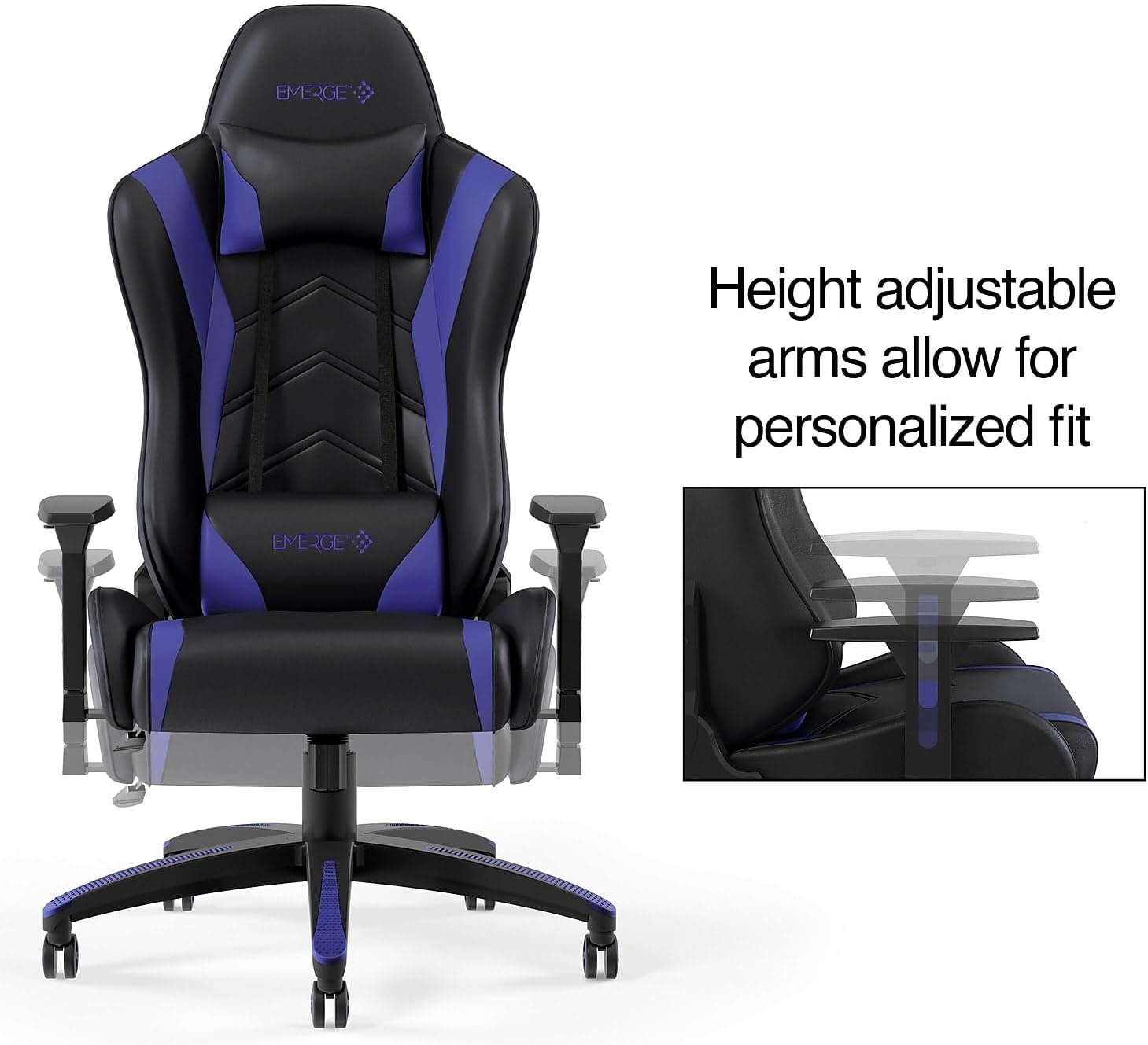 image:imageSTAPLES Emerge Vartan Gaming Chair Ergonomic Adjustable Height Swivel BlueBlue