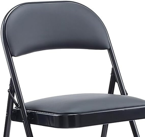 image:imageSTAPLES Folding amp Stacking Chair Faux Leather Black 8Pack