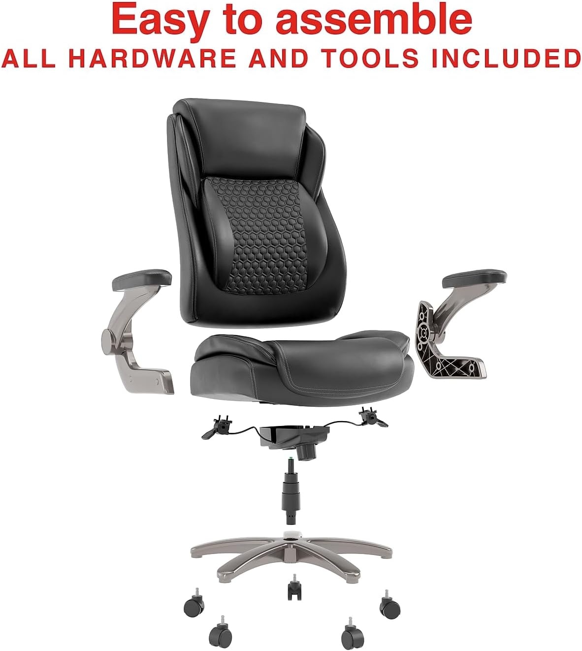 image:imageStaples Randolph Ergonomic Bonded Leather Executive Big amp Tall Chair 400 lb Capacity Black