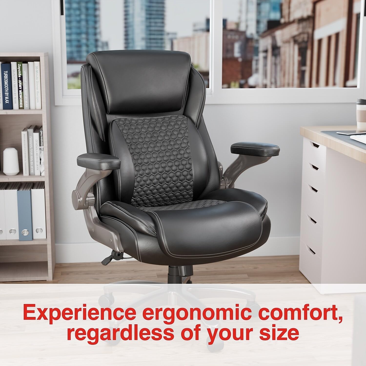 image:imageStaples Randolph Ergonomic Bonded Leather Executive Big amp Tall Chair 400 lb Capacity Black