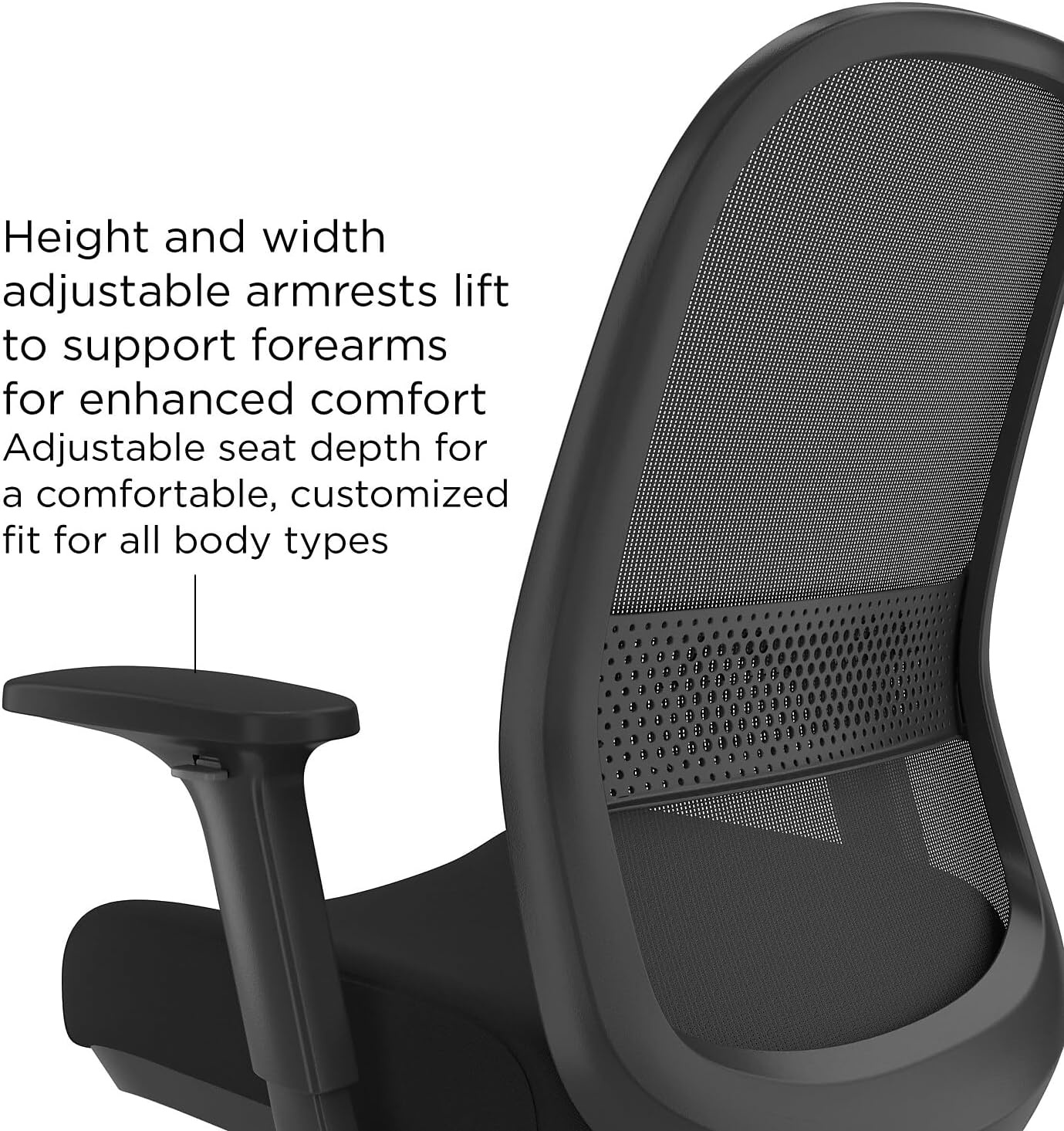 image:imageWorkplace 20 Ergonomic Task Chair Mesh Ergonomic Lumbar Support Adjustable Height BlackFabric