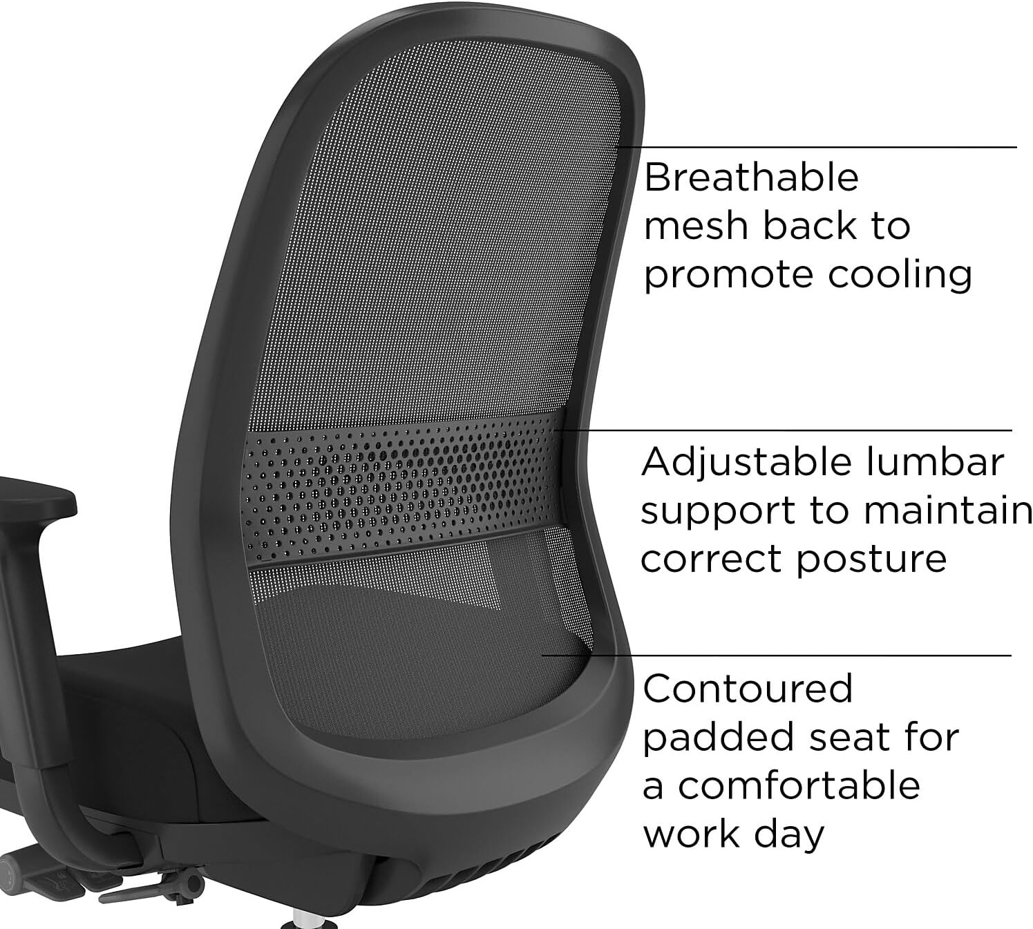 image:imageWorkplace 20 Ergonomic Task Chair Mesh Ergonomic Lumbar Support Adjustable Height BlackFabric