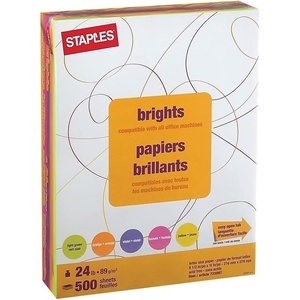 image:imageStaples Brights 24 lb Colored Paper Light Yellow 500Ream For Office School amp HomeNeon Assorted